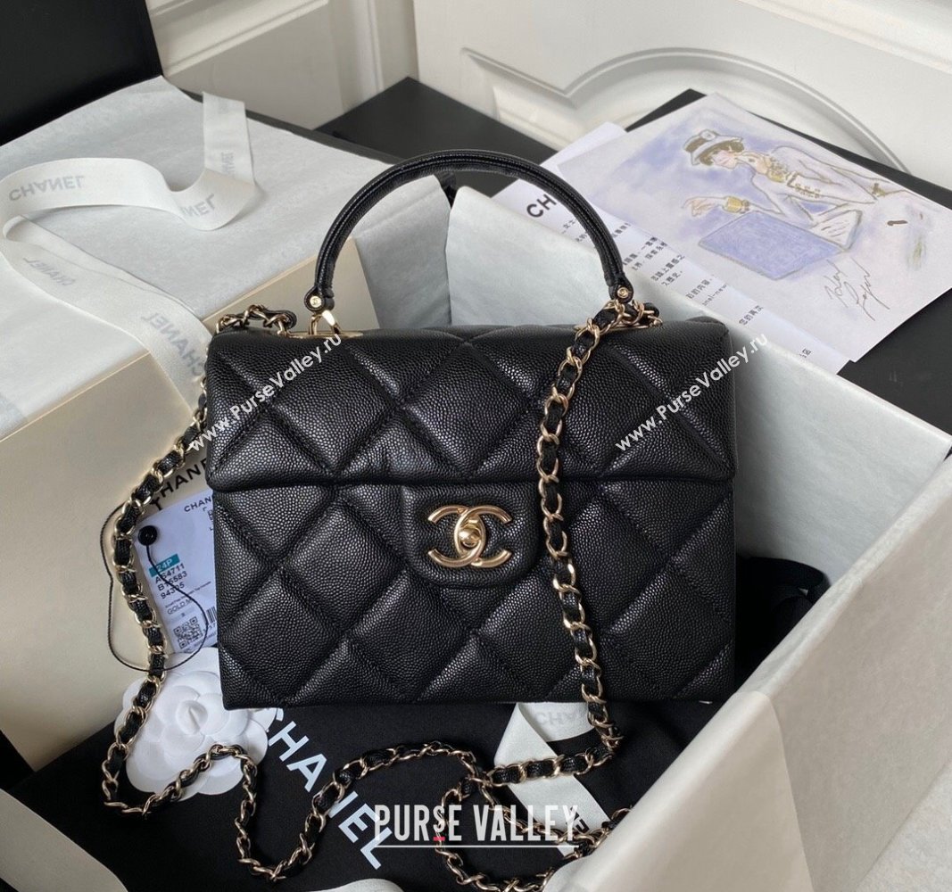 Chanel Grained Calfskin Small Flap Bag with Top Handle AS4711 Black 2024 (yezi-240411030)