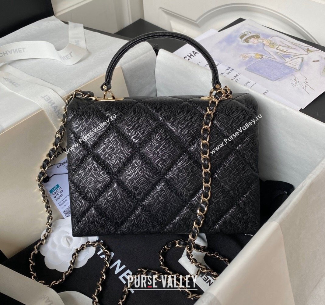 Chanel Grained Calfskin Small Flap Bag with Top Handle AS4711 Black 2024 (yezi-240411030)