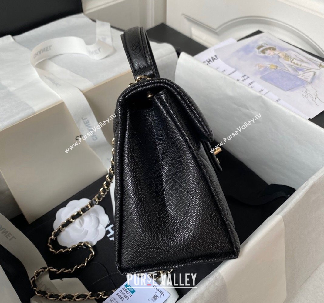Chanel Grained Calfskin Small Flap Bag with Top Handle AS4711 Black 2024 (yezi-240411030)