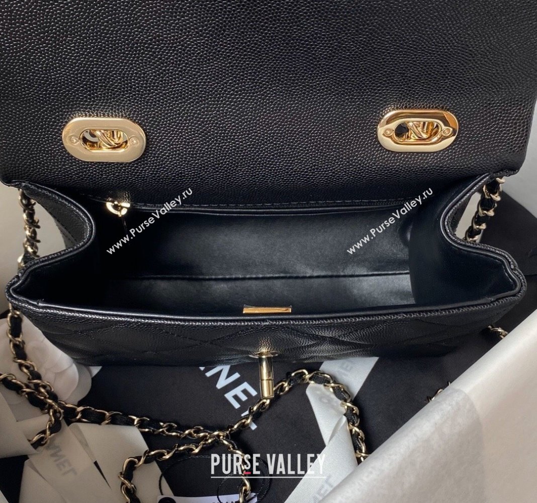 Chanel Grained Calfskin Small Flap Bag with Top Handle AS4711 Black 2024 (yezi-240411030)