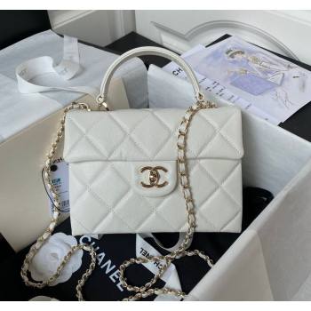 Chanel Grained Calfskin Small Flap Bag with Top Handle AS4711 White 2024 (yezi-240411031)