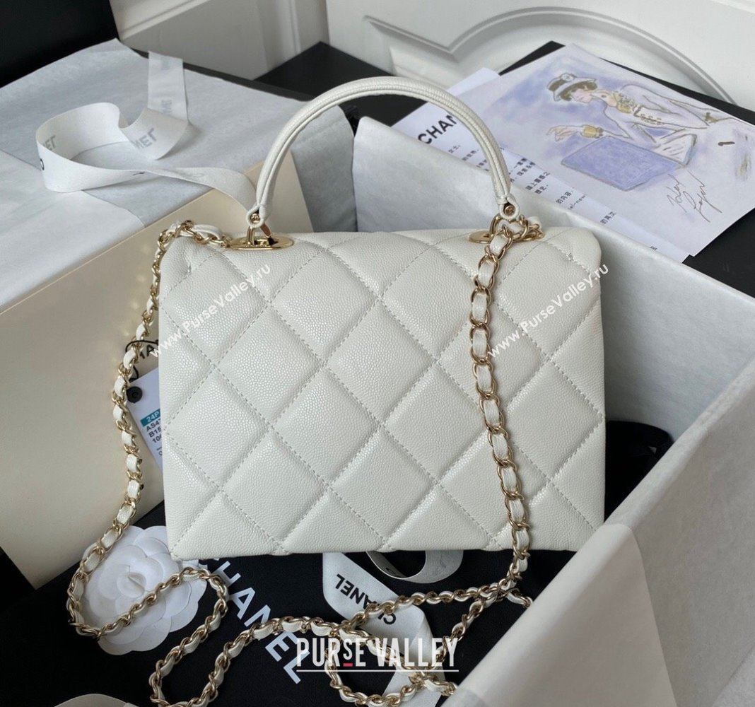 Chanel Grained Calfskin Small Flap Bag with Top Handle AS4711 White 2024 (yezi-240411031)