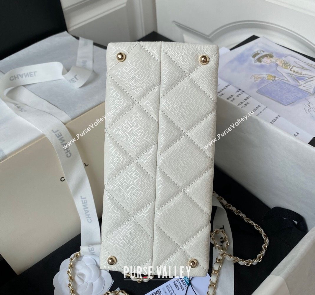Chanel Grained Calfskin Small Flap Bag with Top Handle AS4711 White 2024 (yezi-240411031)