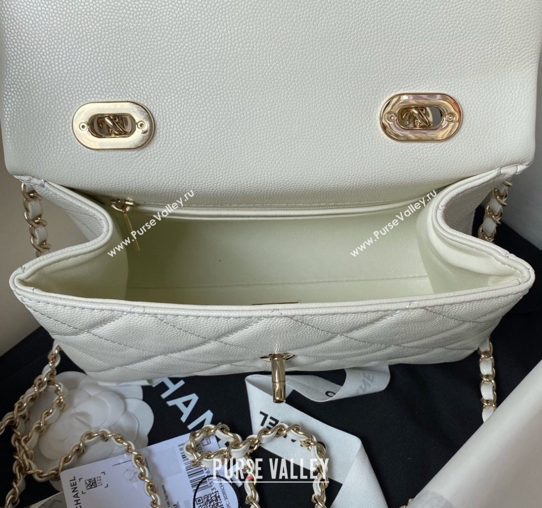 Chanel Grained Calfskin Small Flap Bag with Top Handle AS4711 White 2024 (yezi-240411031)