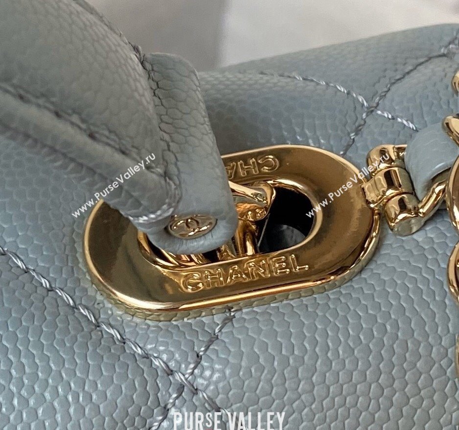 Chanel Grained Calfskin Small Flap Bag with Top Handle AS4711 Light Blue 2024 (yezi-240411032)