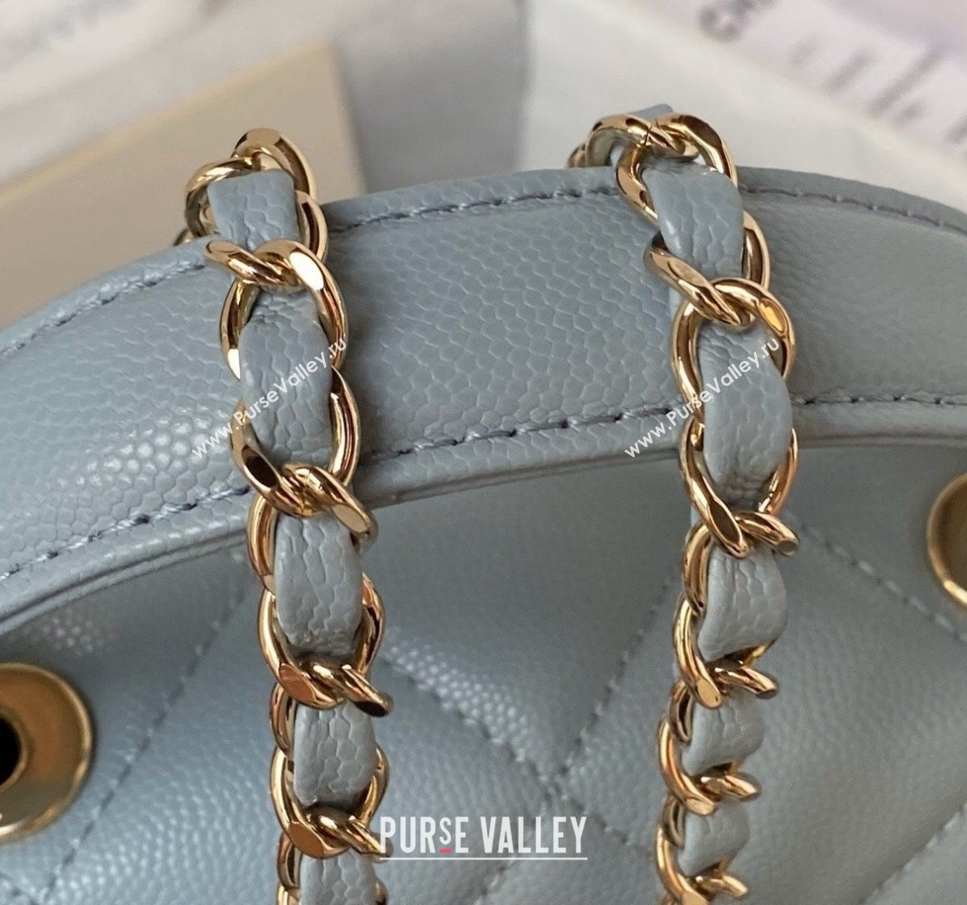 Chanel Grained Calfskin Small Flap Bag with Top Handle AS4711 Light Blue 2024 (yezi-240411032)