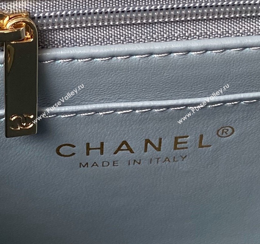 Chanel Grained Calfskin Small Flap Bag with Top Handle AS4711 Light Blue 2024 (yezi-240411032)
