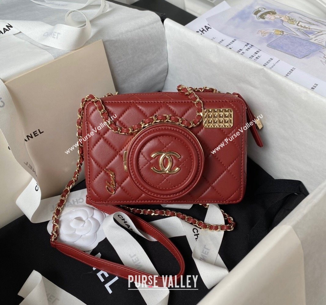 Chanel Lambskin Camera Bag AS4817 Red 2024 (yezi-240411035)