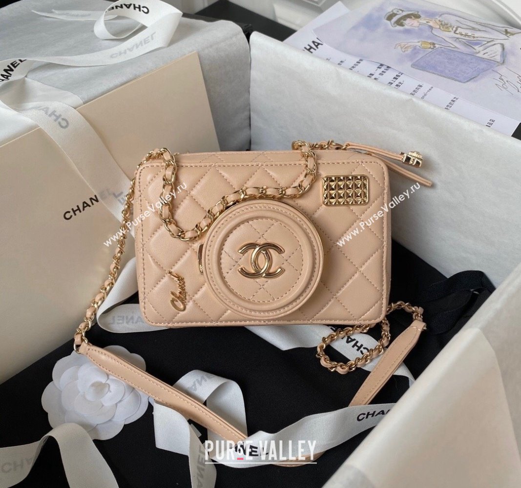 Chanel Lambskin Camera Bag AS4817 Apricot 2024 (yezi-240411036)