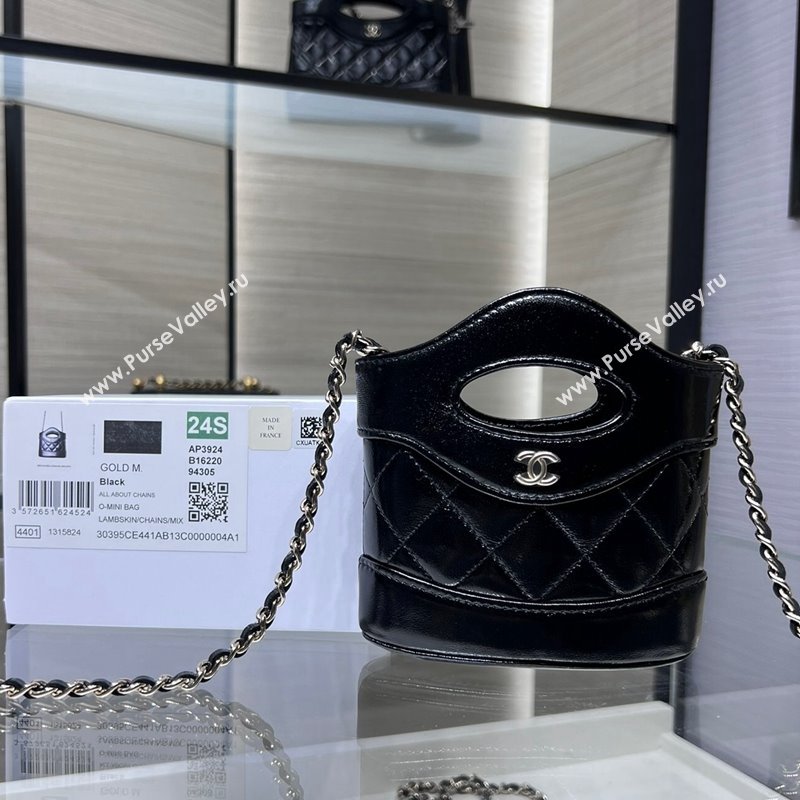 Chanel Shiny Lambskin Clutch with Chain AP3924 Black 2024 (yezi-240411037)
