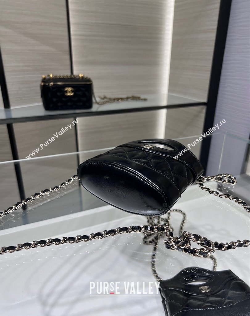 Chanel Shiny Lambskin Clutch with Chain AP3924 Black 2024 (yezi-240411037)