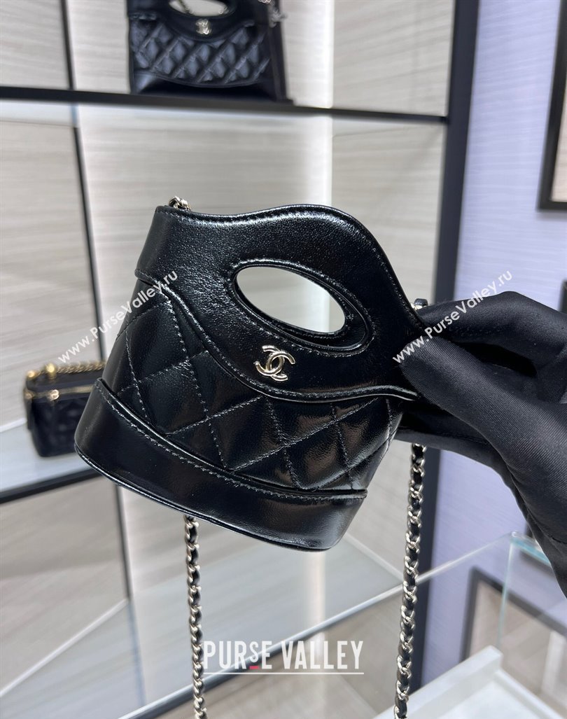 Chanel Shiny Lambskin Clutch with Chain AP3924 Black 2024 (yezi-240411037)