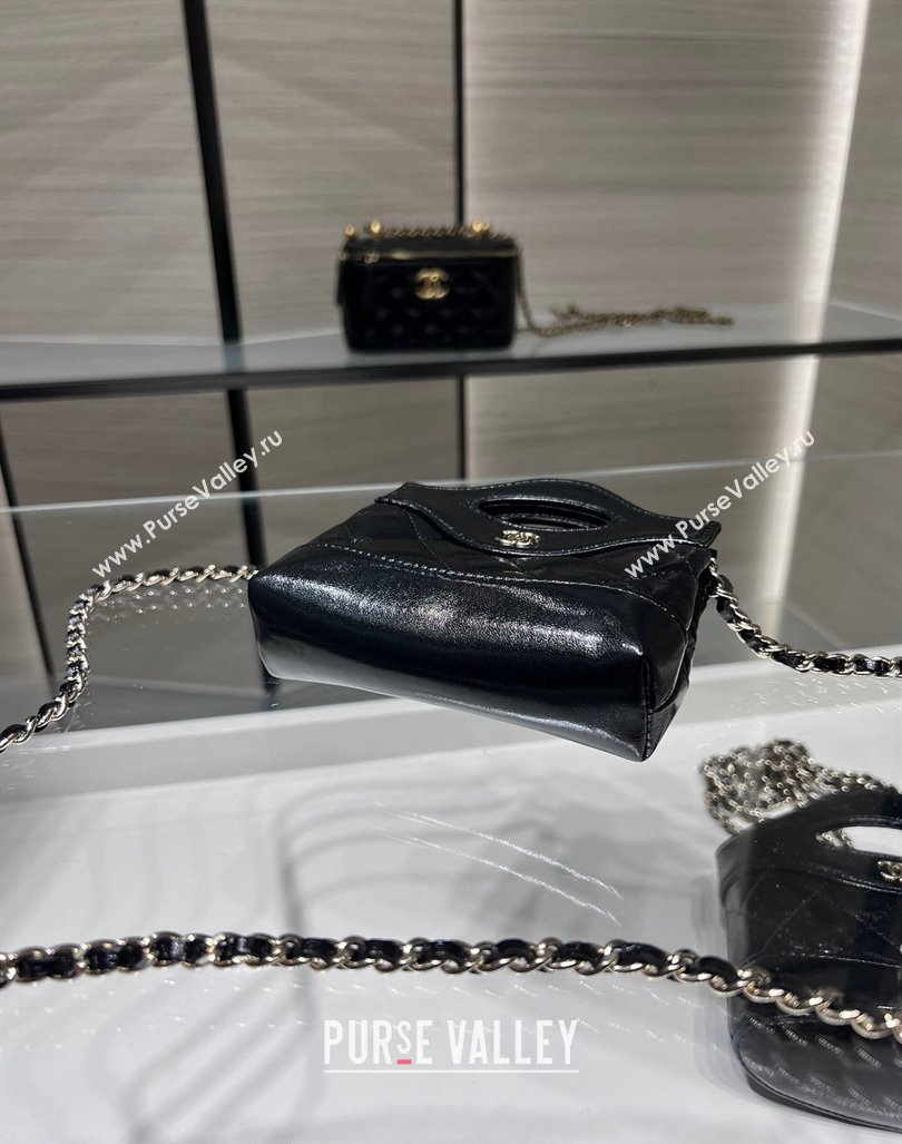 Chanel Shiny Lambskin Clutch with Chain AP3875 Black 2024 (yezi-240411038)