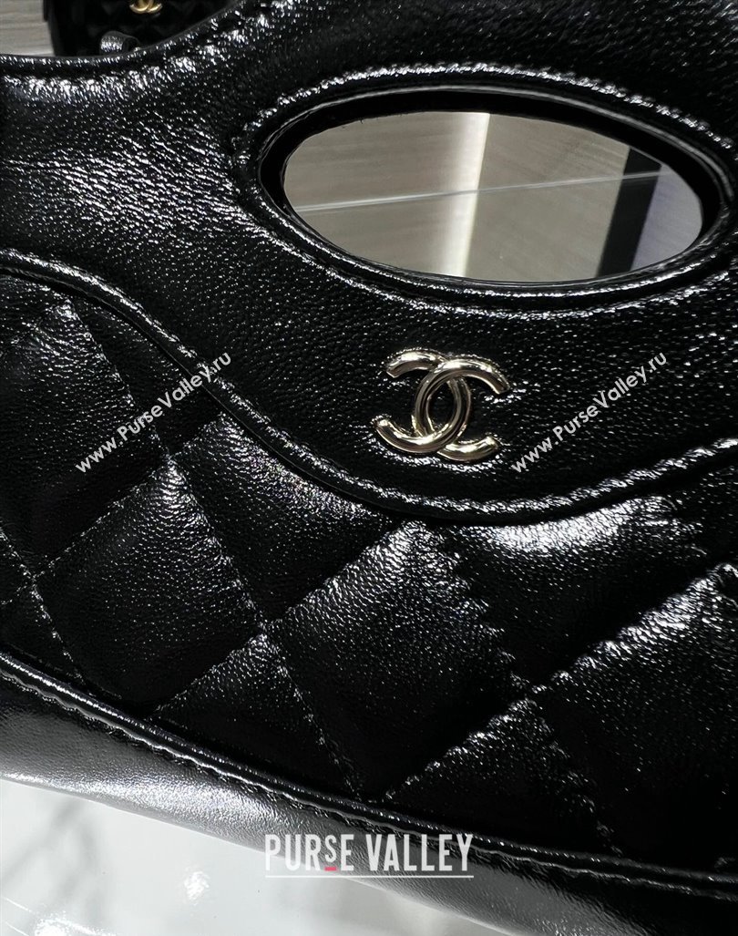 Chanel Shiny Lambskin Clutch with Chain AP3875 Black 2024 (yezi-240411038)