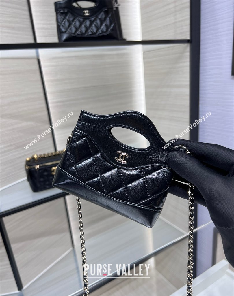 Chanel Shiny Lambskin Clutch with Chain AP3875 Black 2024 (yezi-240411038)
