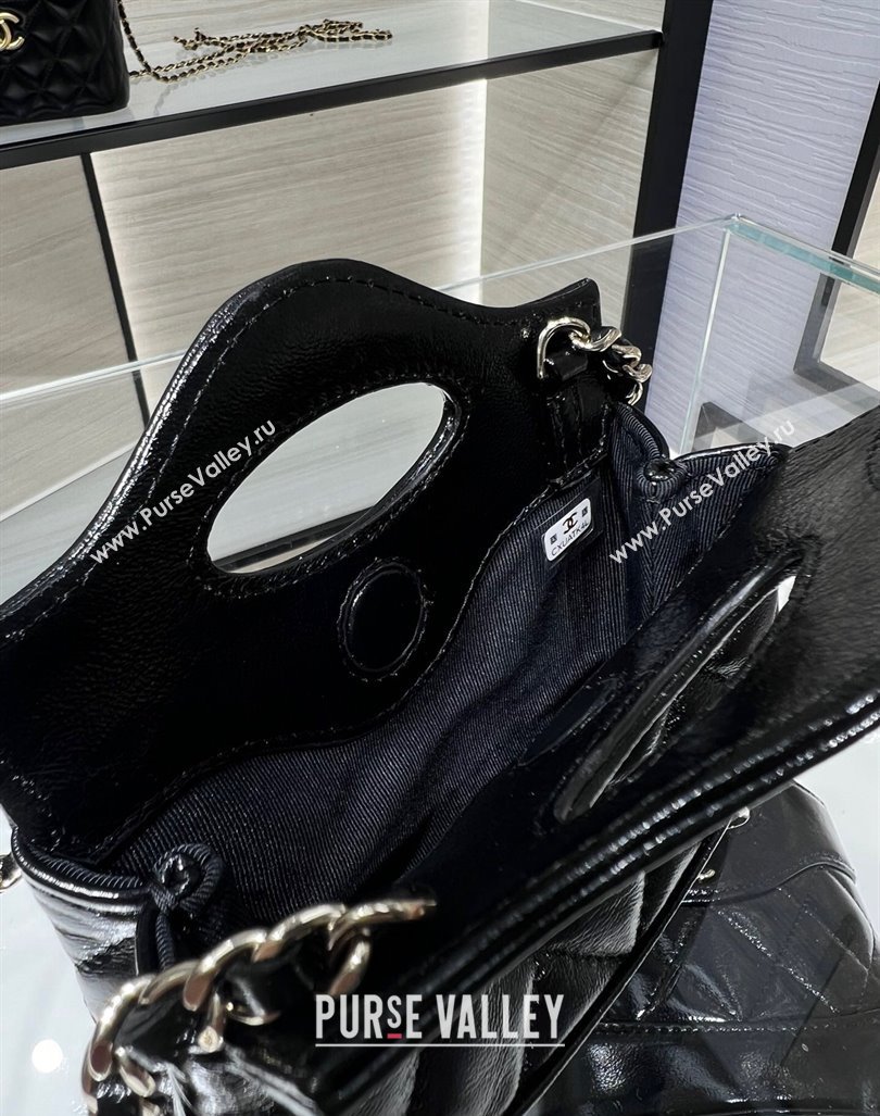 Chanel Shiny Lambskin Clutch with Chain AP3875 Black 2024 (yezi-240411038)