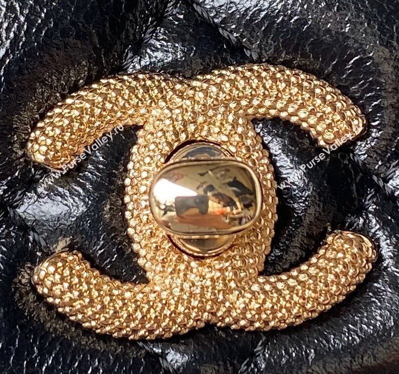 Chanel Shiny Crumpled Lambskin Clutch with Chain and Pearls Top Handle AP3803 Black 2024 (yezi-240411006)
