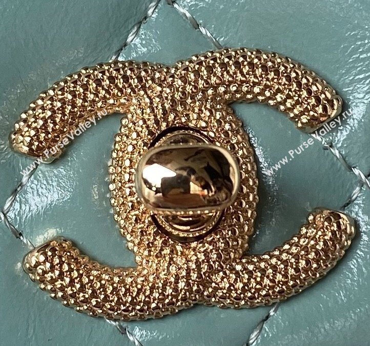 Chanel Shiny Crumpled Lambskin Clutch with Chain and Pearls Top Handle AP3803 Green 2024 (yezi-240411009)