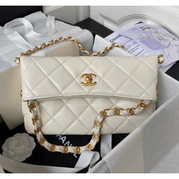 Chanel Quilted Lambskin Medium Hobo bag AS4754 White 2024 (yezi-240411039)
