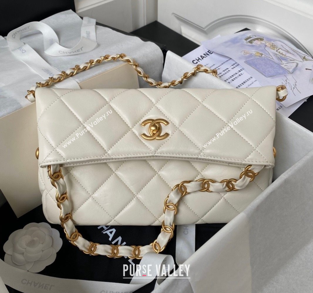 Chanel Quilted Lambskin Medium Hobo bag AS4754 White 2024 (yezi-240411039)