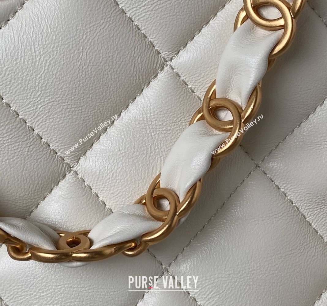 Chanel Quilted Lambskin Medium Hobo bag AS4754 White 2024 (yezi-240411039)