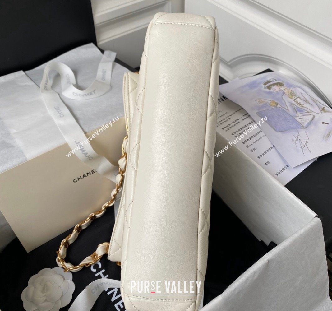 Chanel Quilted Lambskin Medium Hobo bag AS4754 White 2024 (yezi-240411039)