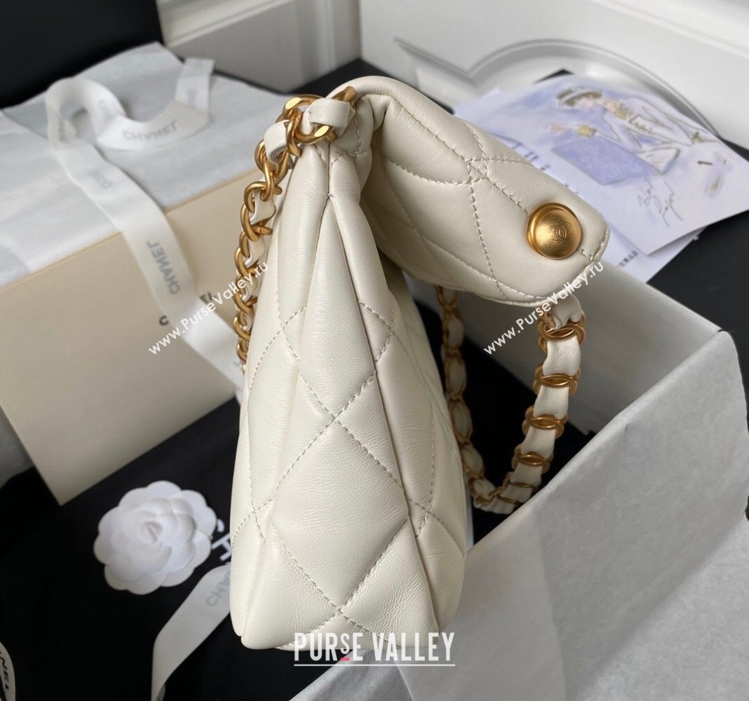 Chanel Quilted Lambskin Medium Hobo bag AS4754 White 2024 (yezi-240411039)