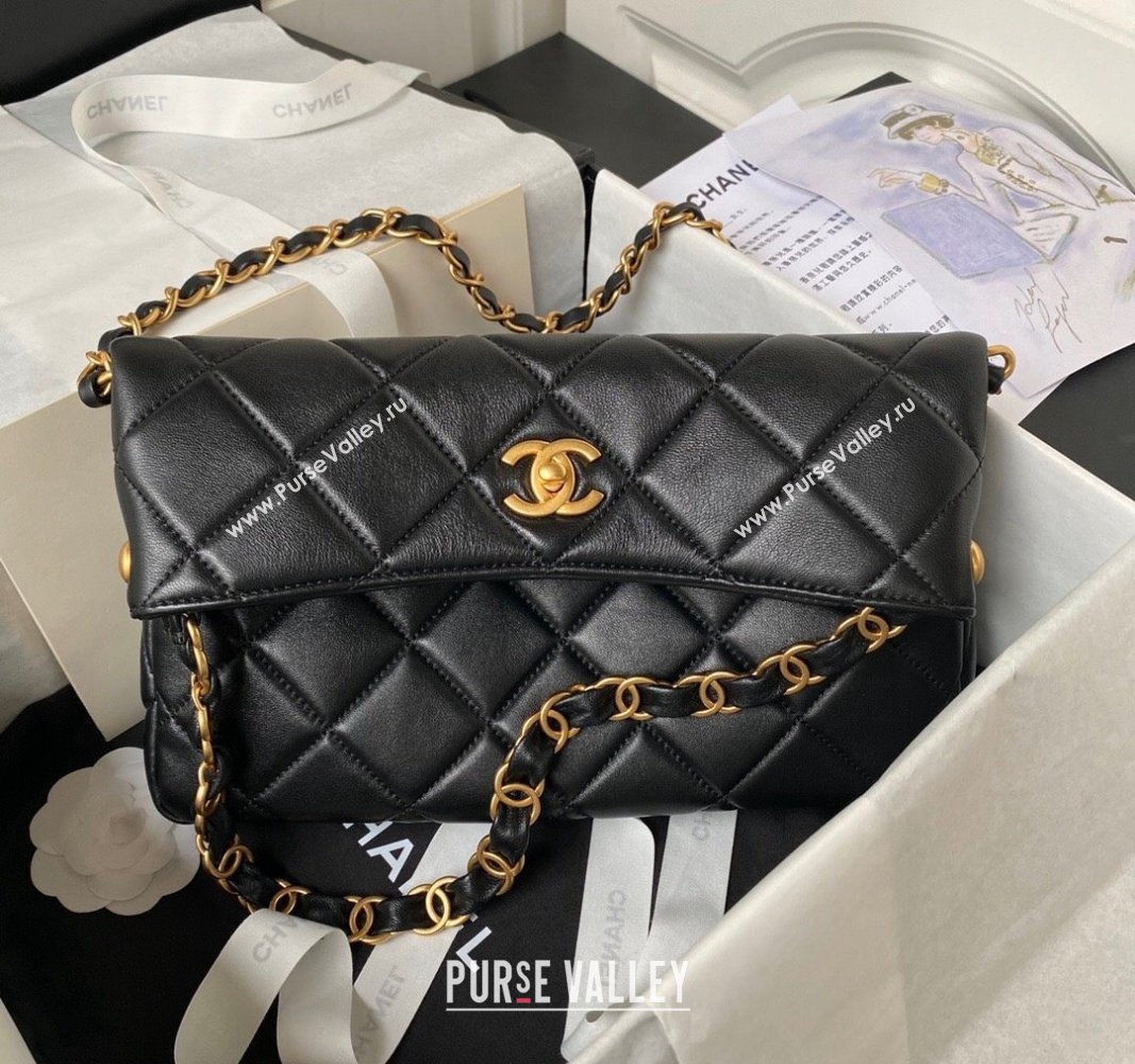 Chanel Quilted Lambskin Medium Hobo bag AS4754 Black 2024 (yezi-240411040)