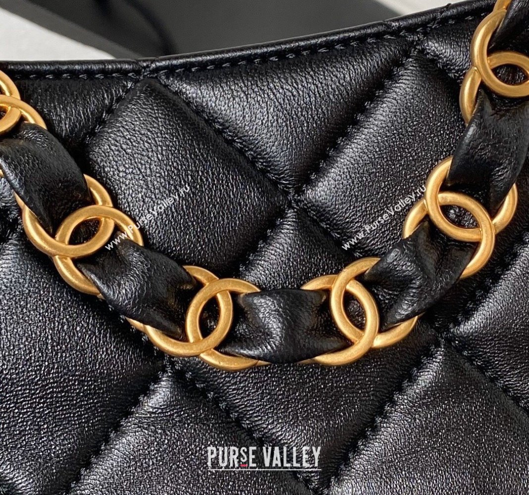 Chanel Quilted Lambskin Medium Hobo bag AS4754 Black 2024 (yezi-240411040)
