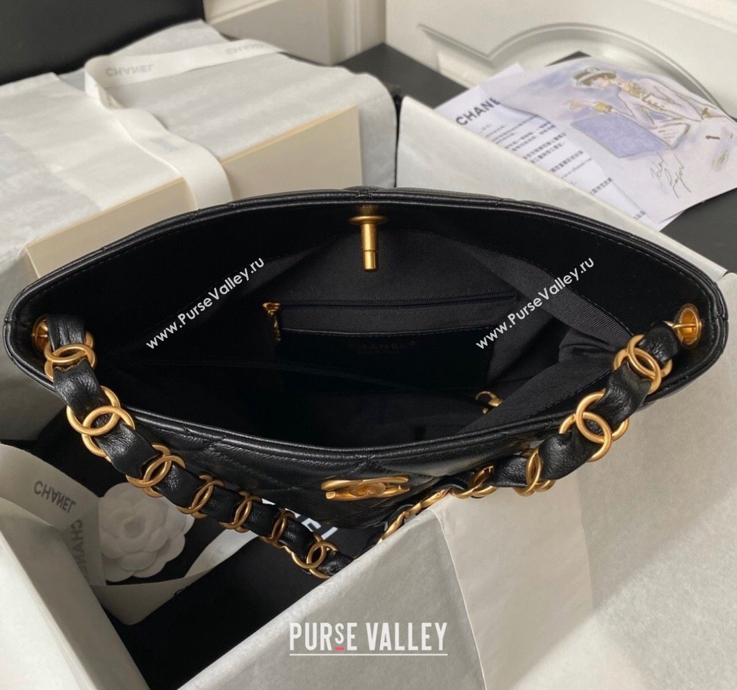 Chanel Quilted Lambskin Medium Hobo bag AS4754 Black 2024 (yezi-240411040)