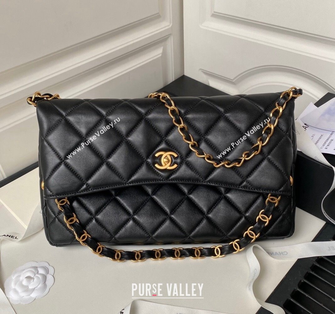 Chanel Quilted Lambskin Large Hobo bag AS4777 Black 2024 (yezi-240411041)