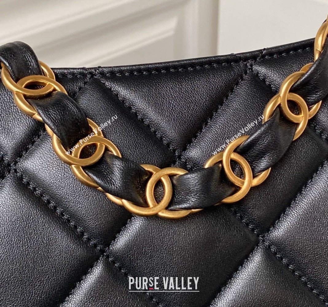 Chanel Quilted Lambskin Large Hobo bag AS4777 Black 2024 (yezi-240411041)