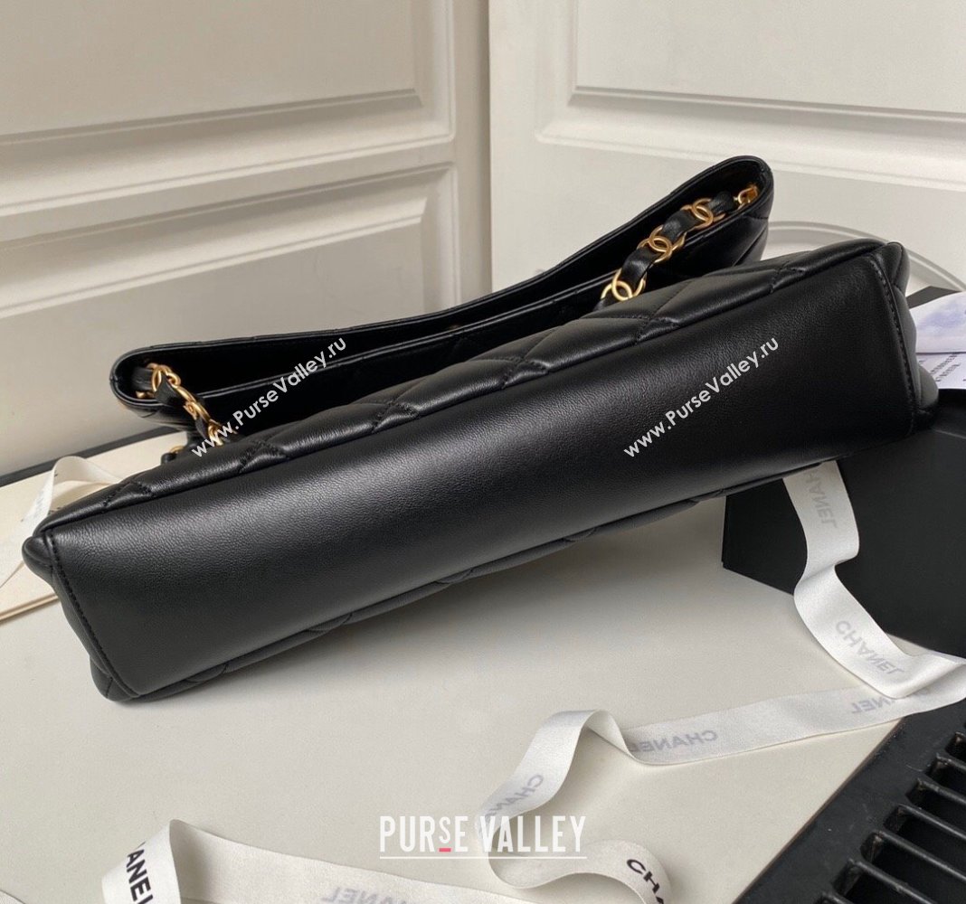 Chanel Quilted Lambskin Large Hobo bag AS4777 Black 2024 (yezi-240411041)