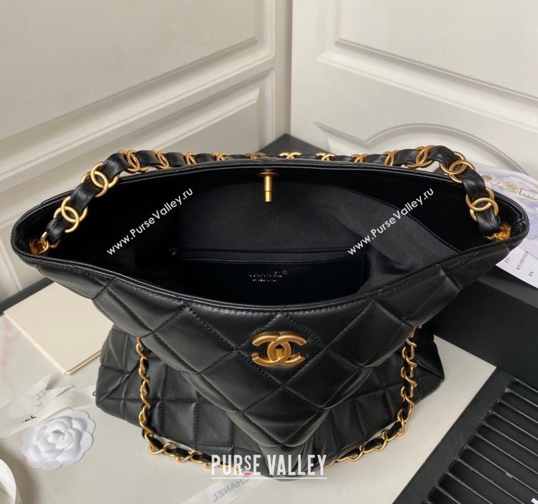 Chanel Quilted Lambskin Large Hobo bag AS4777 Black 2024 (yezi-240411041)