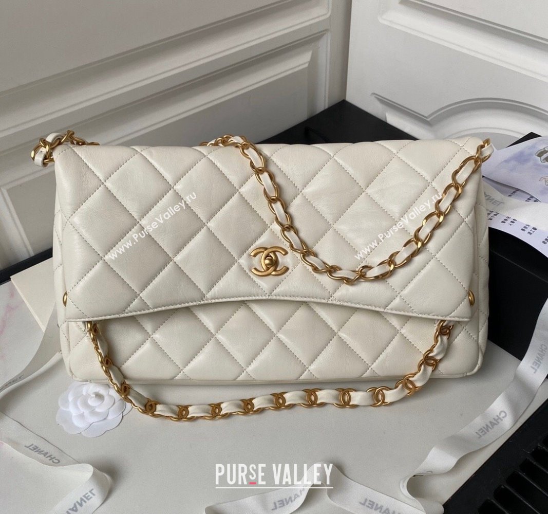 Chanel Quilted Lambskin Large Hobo bag AS4777 White 2024 (yezi-240411042)