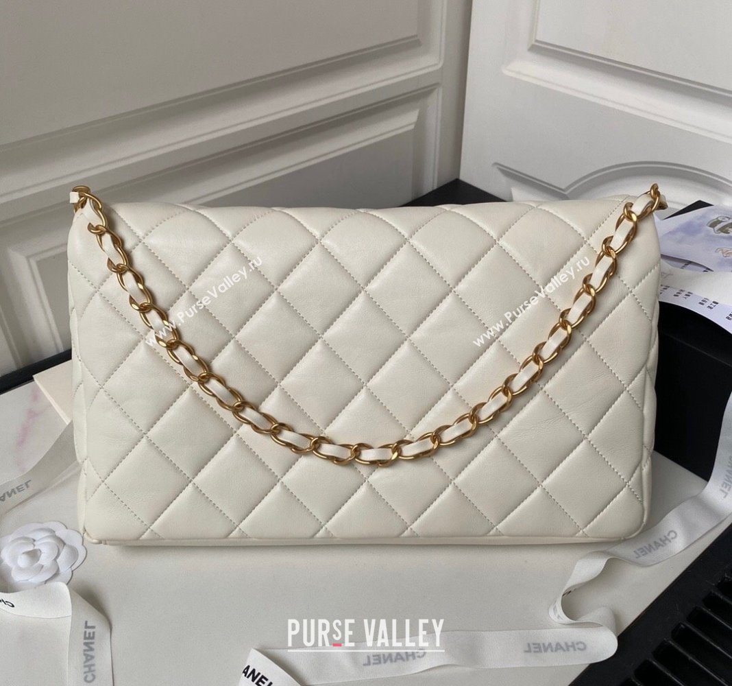 Chanel Quilted Lambskin Large Hobo bag AS4777 White 2024 (yezi-240411042)