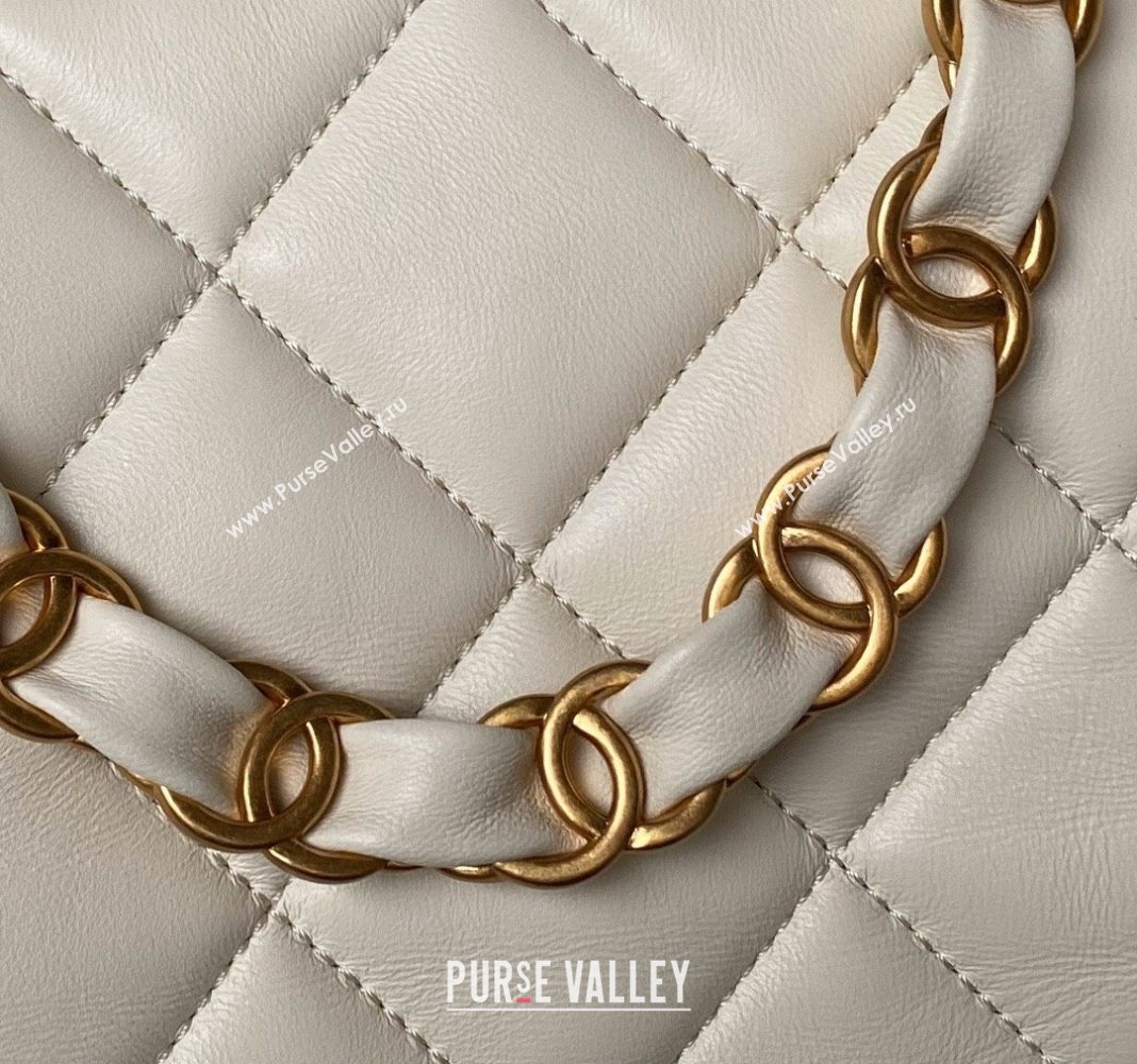 Chanel Quilted Lambskin Large Hobo bag AS4777 White 2024 (yezi-240411042)