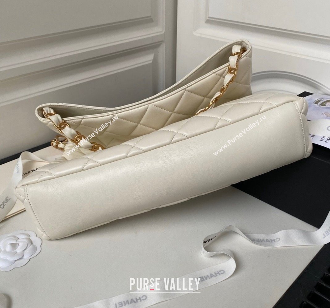 Chanel Quilted Lambskin Large Hobo bag AS4777 White 2024 (yezi-240411042)