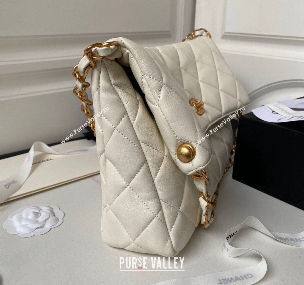 Chanel Quilted Lambskin Large Hobo bag AS4777 White 2024 (yezi-240411042)