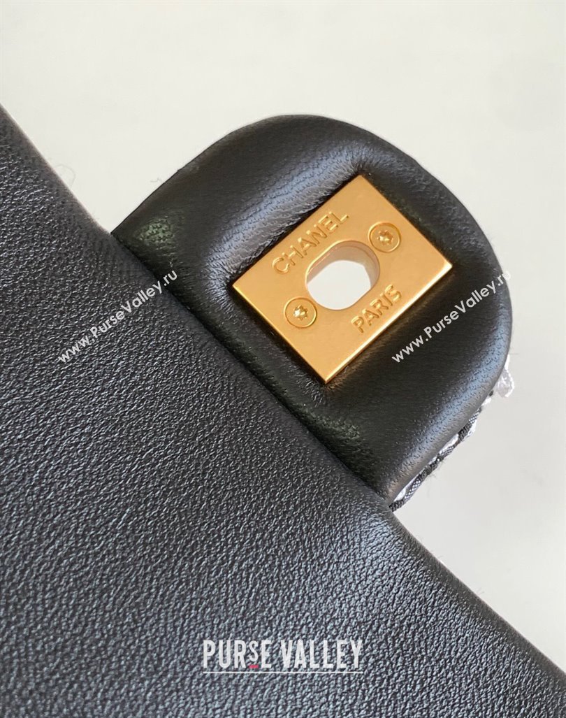 Chanel Tweed Mini Flap Bag with Chain and Pearls AS4385 Black/White 2024 (yezi-240411043)