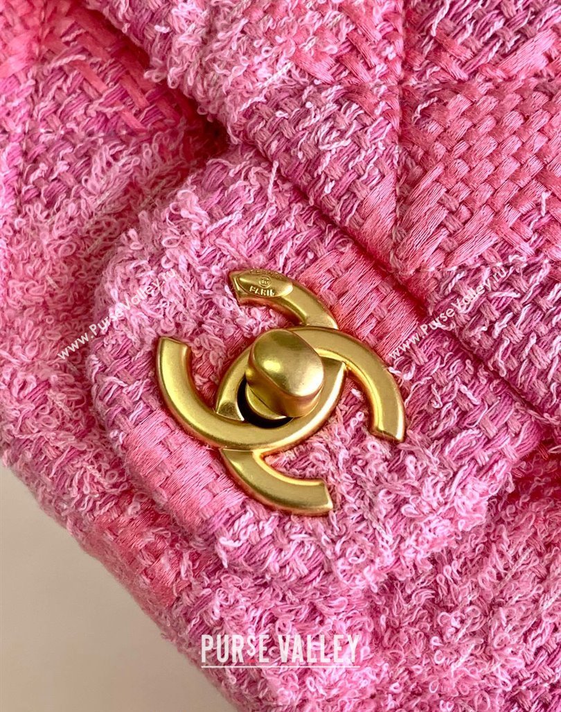 Chanel Tweed Mini Flap Bag with Chain and Pearls AS4385 Pink 2024 (yezi-240411044)