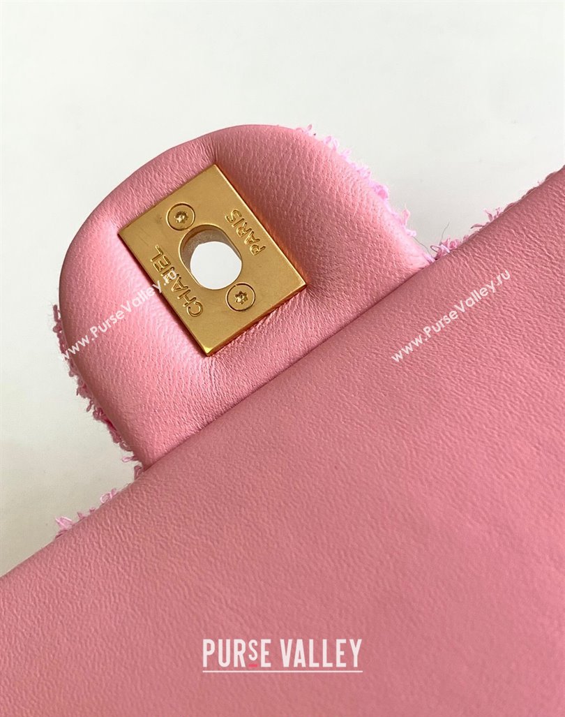 Chanel Tweed Mini Flap Bag with Chain and Pearls AS4385 Pink 2024 (yezi-240411044)