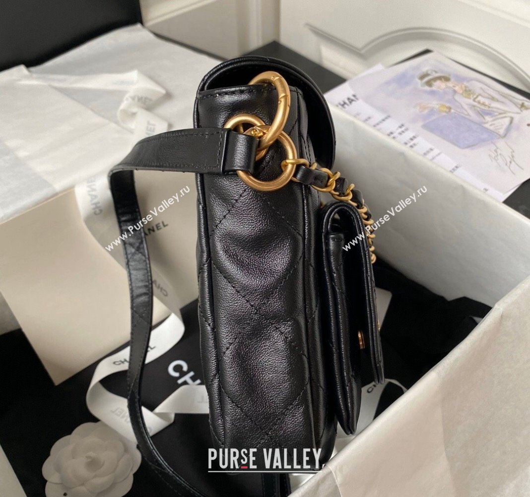 Chanel Shiny Crumpled Calfskin Small Messenger bag AS4743 Black 2024 (yezi-240411048)