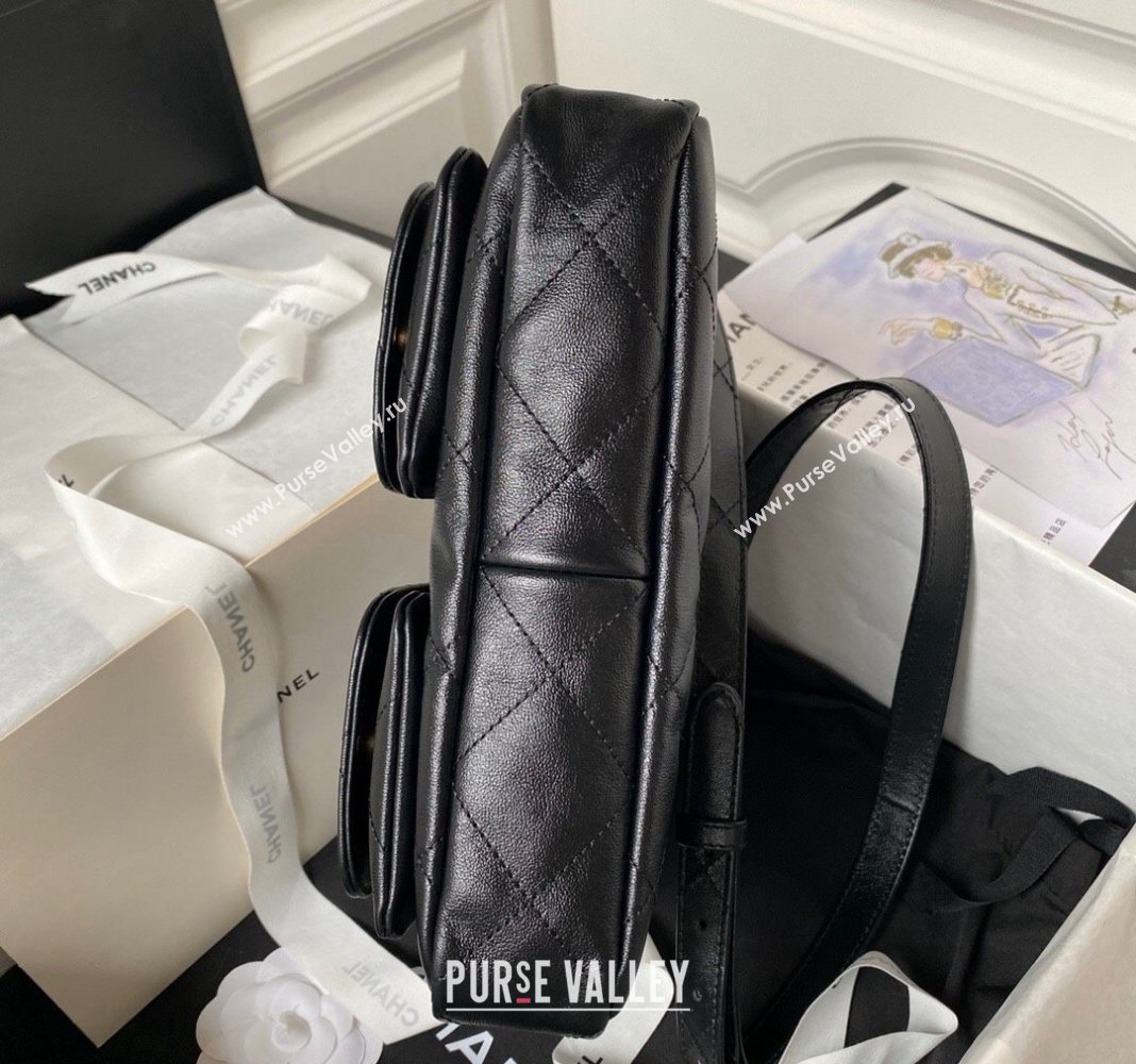 Chanel Shiny Crumpled Calfskin Small Messenger bag AS4743 Black 2024 (yezi-240411048)