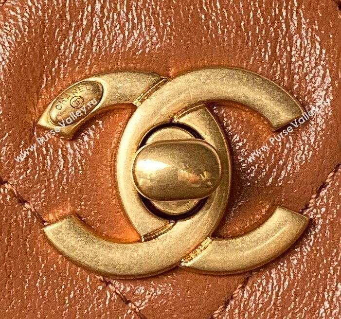 Chanel Shiny Crumpled Calfskin Small Messenger bag AS4743 Brown 2024 (yezi-240411049)