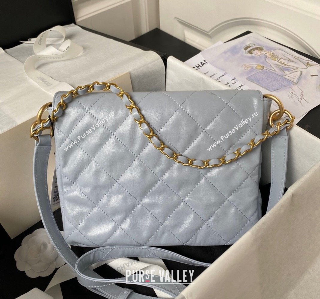 Chanel Shiny Crumpled Calfskin Small Messenger bag AS4743 Grey 2024 (yezi-240411050)