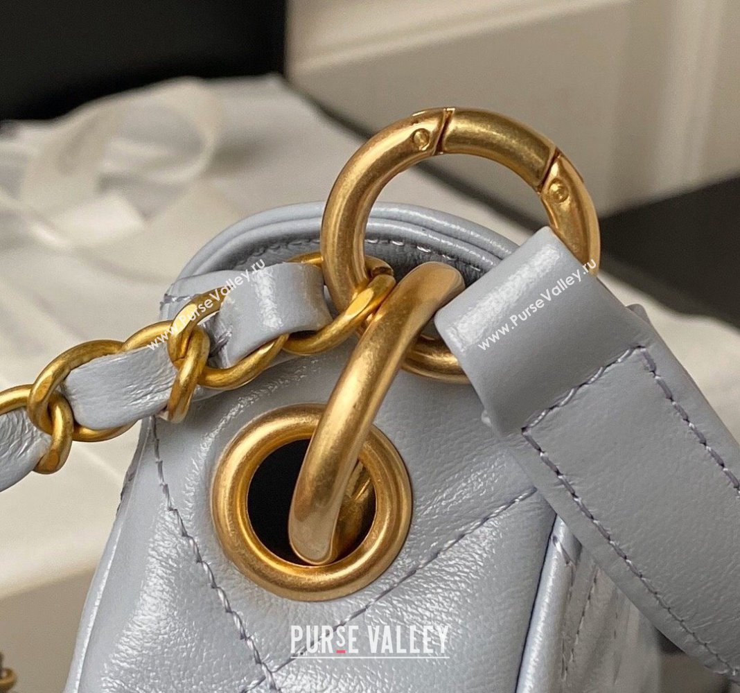 Chanel Shiny Crumpled Calfskin Small Messenger bag AS4743 Grey 2024 (yezi-240411050)