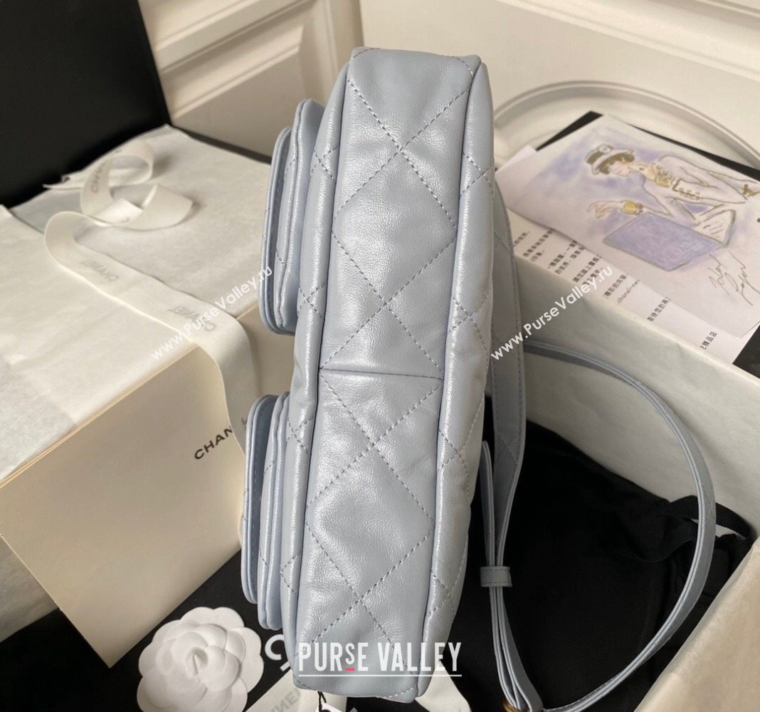 Chanel Shiny Crumpled Calfskin Small Messenger bag AS4743 Grey 2024 (yezi-240411050)