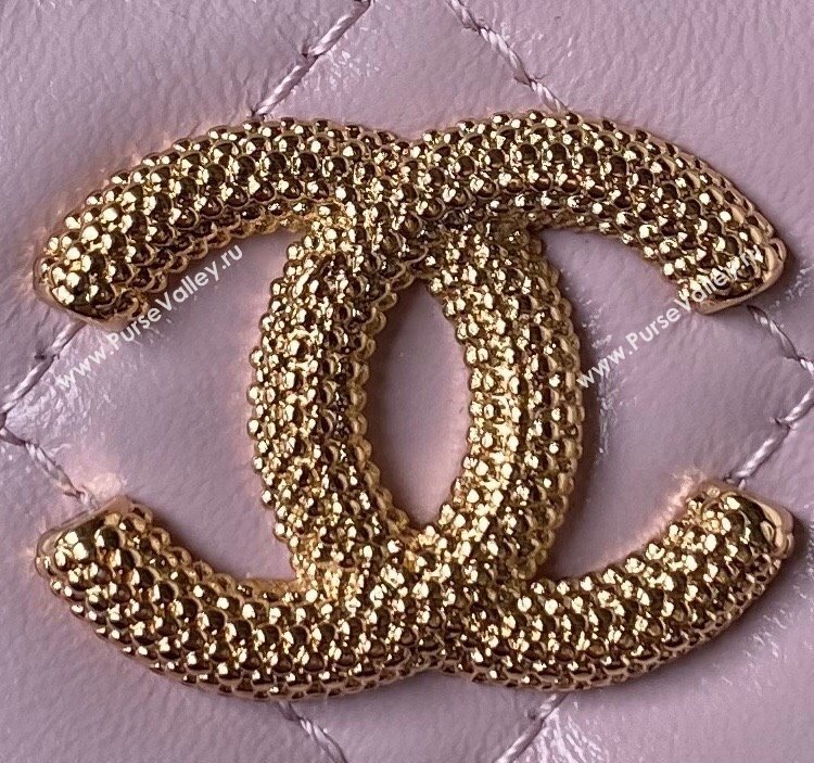 Chanel Shiny Crumpled Lambskin Clutch with Chain and Pearls Top Handle AP3804 Light Purple 2024 (yezi-240411005)