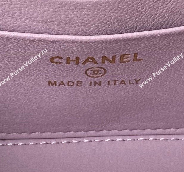 Chanel Shiny Crumpled Lambskin Clutch with Chain and Pearls Top Handle AP3804 Light Purple 2024 (yezi-240411005)